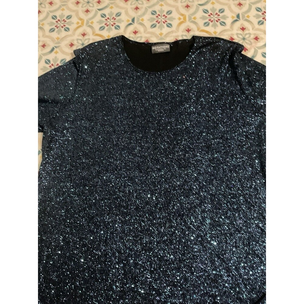 Notations Women’s Sparkle Velour Long Sleeve Top Size 1XLarge COLOR BLUE - Picture 4 of 7